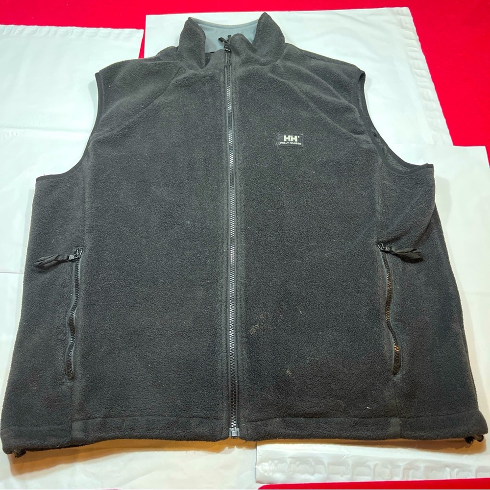 Helly Hansen MENS BLACK FLEECE ZIP UP Vest Outdoor Hiking athletic Zip Pockets L
